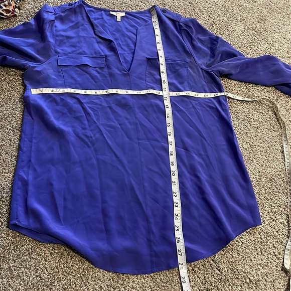 Joie Navy Women V-Neck Long Sleeve silk Blouse Top Small - Picture 6 of 6